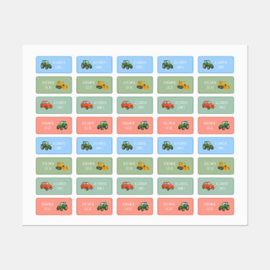 Voertuigvervoer terug naar school Kleding Kinder Labels (Vel)