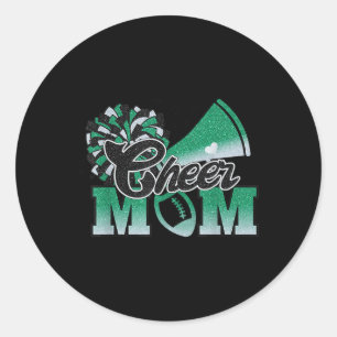 Voet Cheer Moeder Grootste Fan Cheerleader Zwart G Ronde Sticker