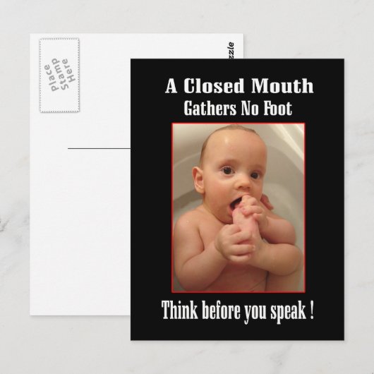 Voet in de mond - Grappige uitspraken Briefkaart (Voorkant / Achterkant)