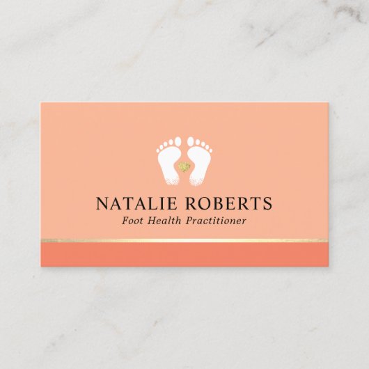 Voet Massage Therapeut Podiatrist Peach Kleur SPA Visitekaartje (Voorkant)