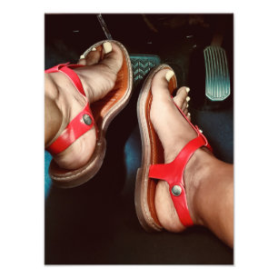 Voet op de remmen foto afdruk