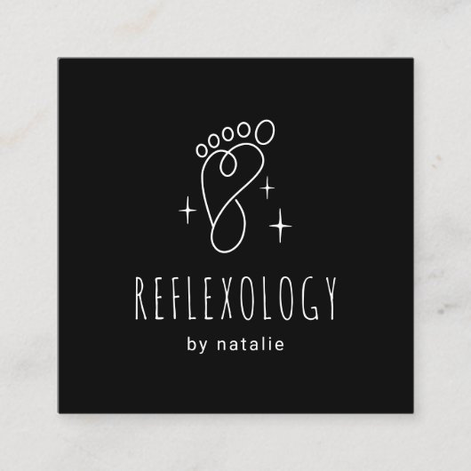 Voet Reflexologie Massage Therapie Schattigee Voet Vierkante Visitekaartje (Voorkant)