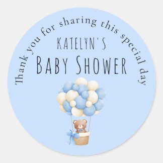 Voetafdruk Baby Shower Jongen Blauw Ronde Sticker