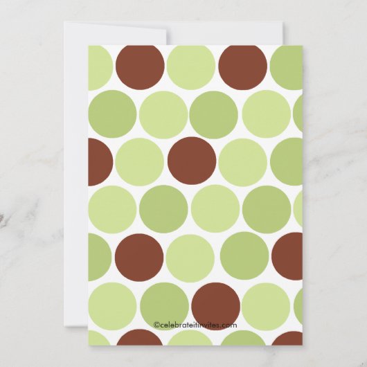 Voetafdruk Baby shower Uitnodiging Groene Polka Do (Achterkant)