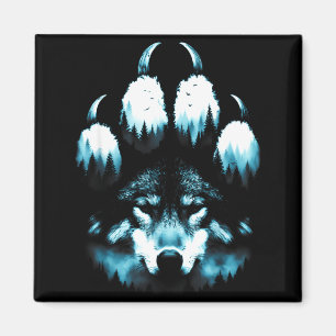 Voetafdruk Dieren Wolven Liefhebbers Wolf Huilend Magneet