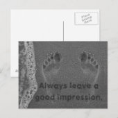 Voetafdruk Impressies in het Zand Inspiring Citaat Briefkaart (Voorkant / Achterkant)