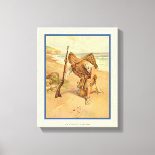 Voetafdruk in de zand 2 canvas afdruk