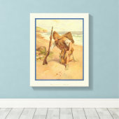 Voetafdruk in de zand 2 canvas afdruk (Insitu (Houten vloer))