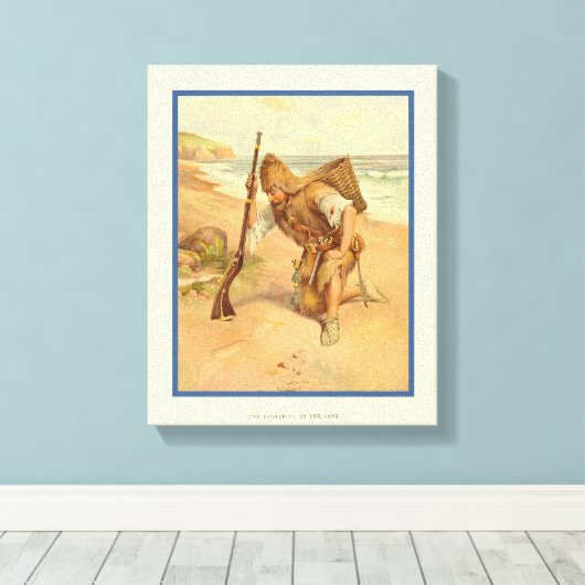 Voetafdruk in de zand 2 canvas afdruk (Insitu (Houten vloer))