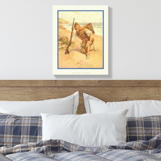 Voetafdruk in de zand 2 canvas afdruk (Insitu (Slaapkamer))