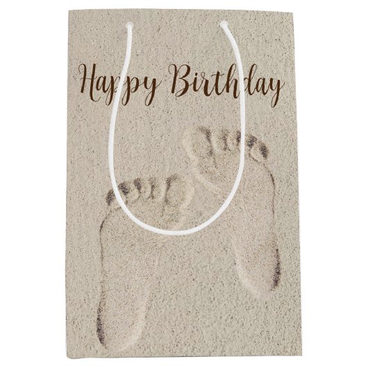 Voetafdruk in strandzand medium cadeauzakje (Voorkant)