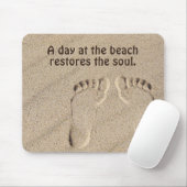 Voetafdruk in zand met Beach Quote Muismat (Met muis)