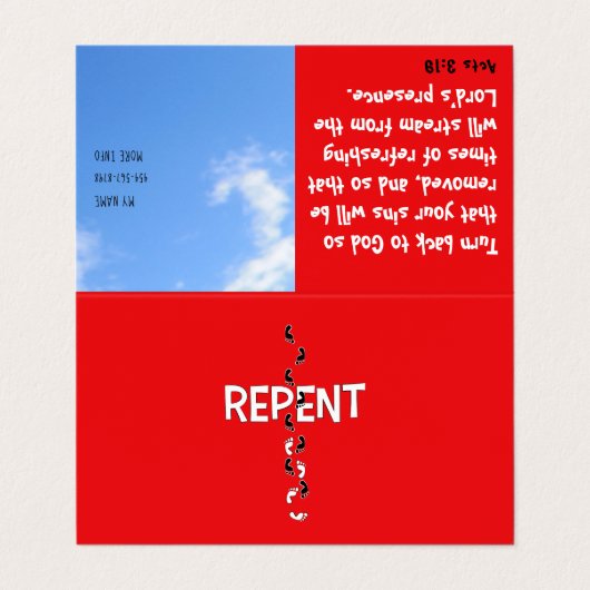 Voetafdruk kruisscripts weergeven visitekaartje (Buitenkant ongevouwen)