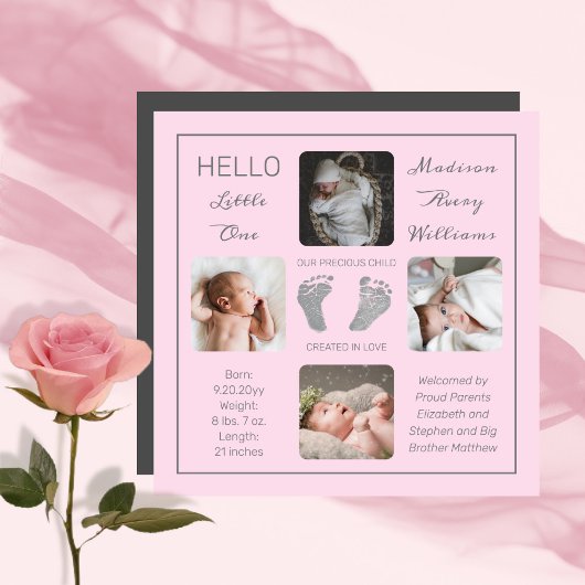 Voetafdruk Magnetic Photo Birth Notice