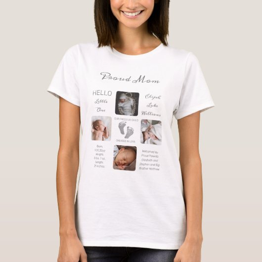 Voetafdruk Mam met meerdere foto's T-shirt (Voorkant)
