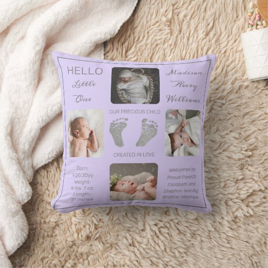 Voetafdruk Meerdere foto Lavender Birth Keepomwill Kussen (Deken)