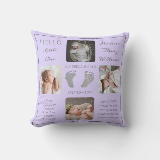 Voetafdruk Meerdere foto Lavender Birth Keepomwill Kussen (Voorkant)