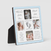 Voetafdruk meerdere foto's blauw geboorteconcept fotoplaat (Voorkant)