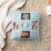 Voetafdruk meerdere foto's blauw geboorteconcept kussen (Deken)