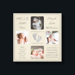 Voetafdruk Meerdere foto's Greige Birth Keepomwill Canvas Afdruk<br><div class="desc">Creëer Hallo een geboorte-aandenken die net zo uniek is als je kostbare kind met deze "Little One" vier foto's met de naam van je baby, geboortestatistieken, de namen van ouders en broers en zussen. In het midden staan twee sjablonen voor uw persoonlijke boodschap of u kunt de onze gebruiken. Dit...</div>