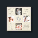 Voetafdruk Meerdere foto's Greige Birth Keepomwill Canvas Afdruk<br><div class="desc">Creëer Hallo een geboorte-aandenken die net zo uniek is als je kostbare kind met deze "Little One" vier foto's met de naam van je baby, geboortestatistieken, de namen van ouders en broers en zussen. In het midden staan twee sjablonen voor uw persoonlijke boodschap of u kunt de onze gebruiken. Dit...</div>