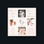 Voetafdruk meerdere foto's met dubbelzinnige geboo canvas afdruk<br><div class="desc">Creëer Hallo een geboorte-aandenken die net zo uniek is als je kostbare kind met deze "Little One" vier foto's met de naam van je baby, geboortestatistieken, de namen van ouders en broers en zussen. In het midden staan twee sjablonen voor uw persoonlijke boodschap of u kunt de onze gebruiken. Dit...</div>
