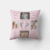 Voetafdruk meerdere foto's roze vogel kussen (Achterkant)