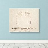 Voetafdruk op blote voeten in Zand Canvas Afdruk (Insitu (Houten vloer))