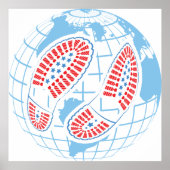 Voetafdruk op een Wereldbol Poster (Voorkant)