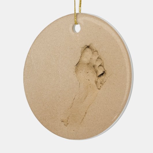 Voetafdruk op het strand keramisch ornament (Links)