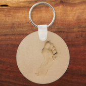 Voetafdruk op het strand sleutelhanger (Voorkant)