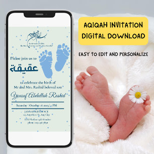 Voetafdruk Pasgeboren Baby Jongen Moslim Aqiqah Aq Kaart