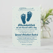 Voetafdruk Pasgeboren baby jongen moslim Aqiqah Kaart (Staand voorkant)