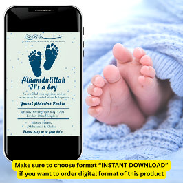Voetafdruk Pasgeboren Baby Jongen Moslim Geboorte Kaart