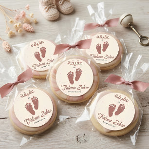 Voetafdruk Pasgeboren Baby Meisje Moslim Aqiqah Aq Ronde Sticker