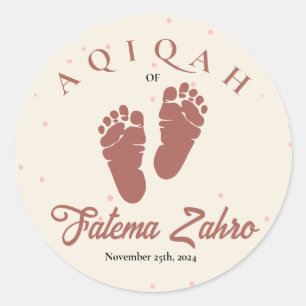 Voetafdruk Pasgeboren baby meisje moslim Aqiqah Aq Ronde Sticker