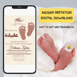 Voetafdruk PasgeborenBaby Meisje Moslim Aqiqah Aqe Kaart