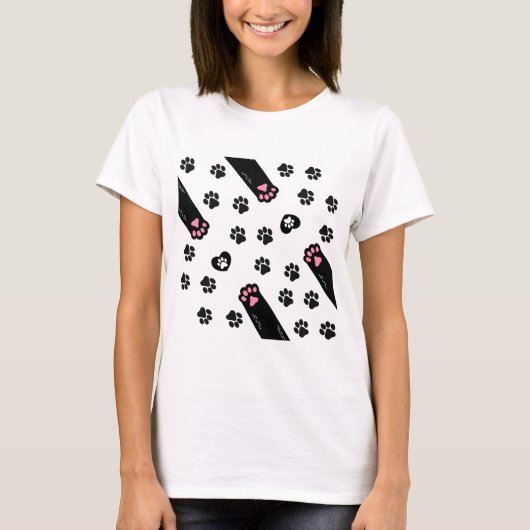 Voetafdruk van kat t-shirt (Voorkant)