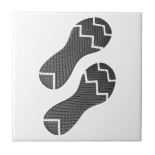 Voetafdruk van loopschoenen tegeltje