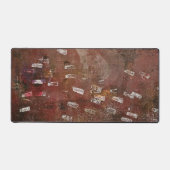 Voetafdrukken, een gelprint abstract bureaumat (Voorkant)
