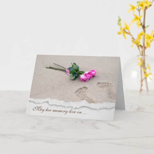 Voetafdrukken en Rozen op zand Kaart (Gele Bloem)
