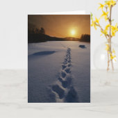 Voetafdrukken in de lege de notakaart van de kaart (Gele Bloem)