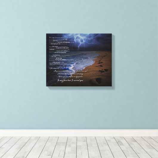 Voetafdrukken in de Sand Poem Canvas Print (Insitu (Houten vloer))
