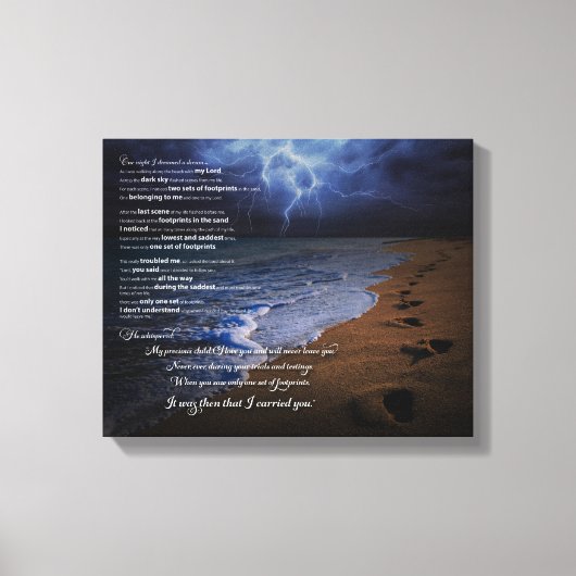 Voetafdrukken in de Sand Poem Canvas Print (Voorkant)