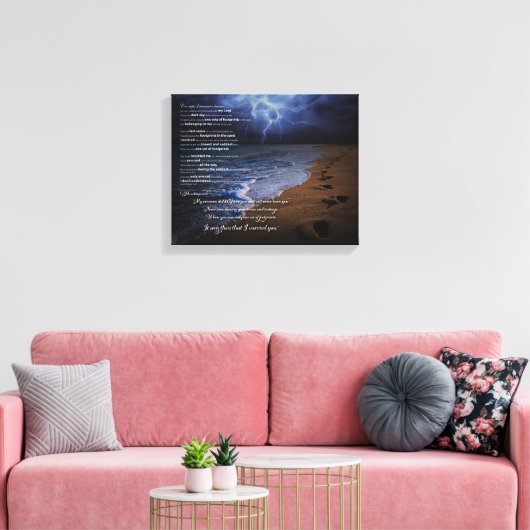 Voetafdrukken in de Sand Poem Canvas Print (Insitu (Woonkamer))