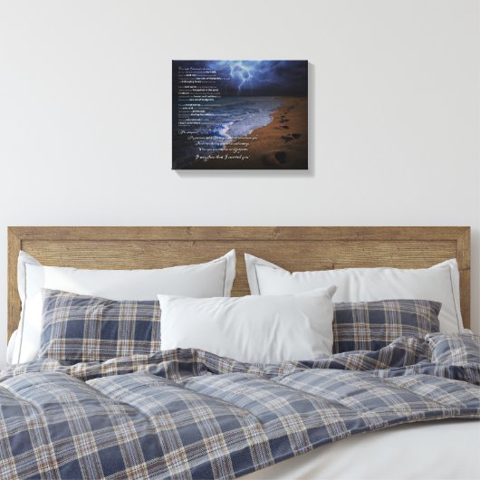 Voetafdrukken in de Sand Poem Canvas Print (Insitu (Slaapkamer))