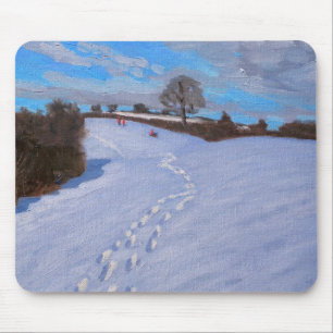 Voetafdrukken in de sneeuw van 2009 muismat