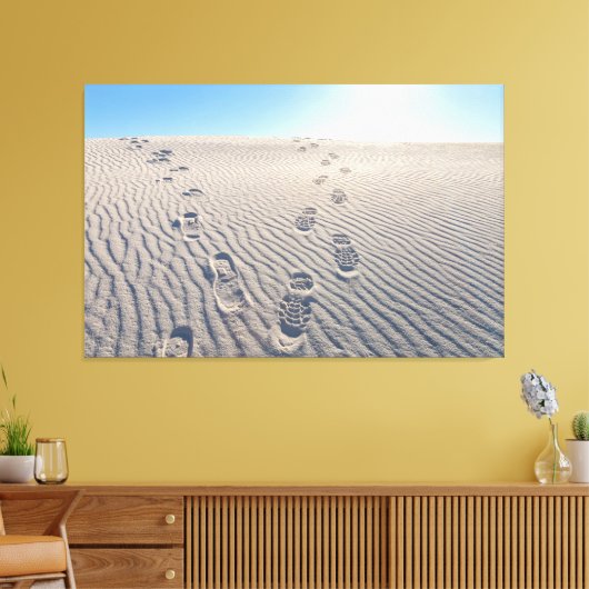 Voetafdrukken in de woestijn canvas afdruk (Insitu (Woonkamer))