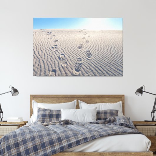 Voetafdrukken in de woestijn canvas afdruk (Insitu (Slaapkamer))