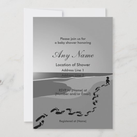Voetafdrukken in de Zand Baby Douche Uitnodigingen (Voorkant)